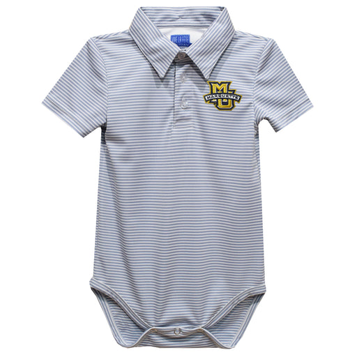 Marquette Golden Eagles Embroidered Gray Stripe Knit Polo Onesie