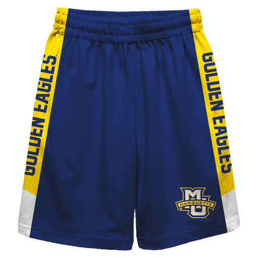 Marquette Golden Eagles Vive La Fete Game Day Navy Stripes Boys Solid Gold Athletic Mesh Short