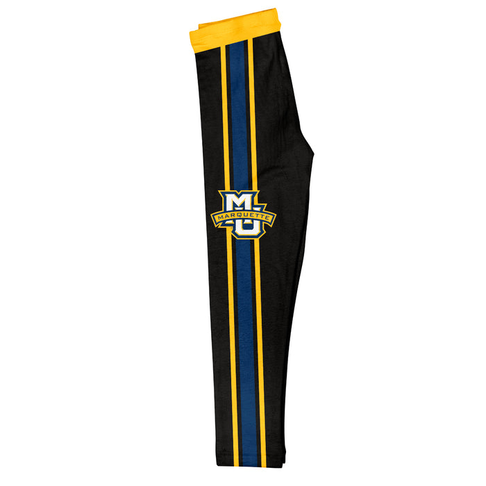 Marquette Golden Eagles Vive La Fete Girls Game Day Black with Gold Stripes Leggings Tights