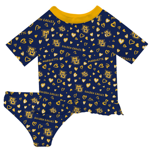 Marquette Golden Eagles Vive La Fete All Over Logo Navy Long Sleeve Bikini Set