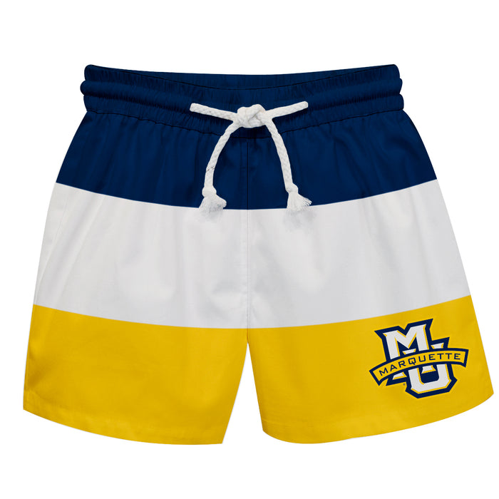 Marquette Golden Eagles Vive La Fete Navy White Gold Stripes Swimtrunks V1