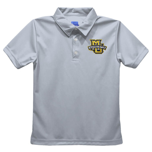 Marquette Golden Eagles Embroidered Gray Short Sleeve Polo Box Shirt