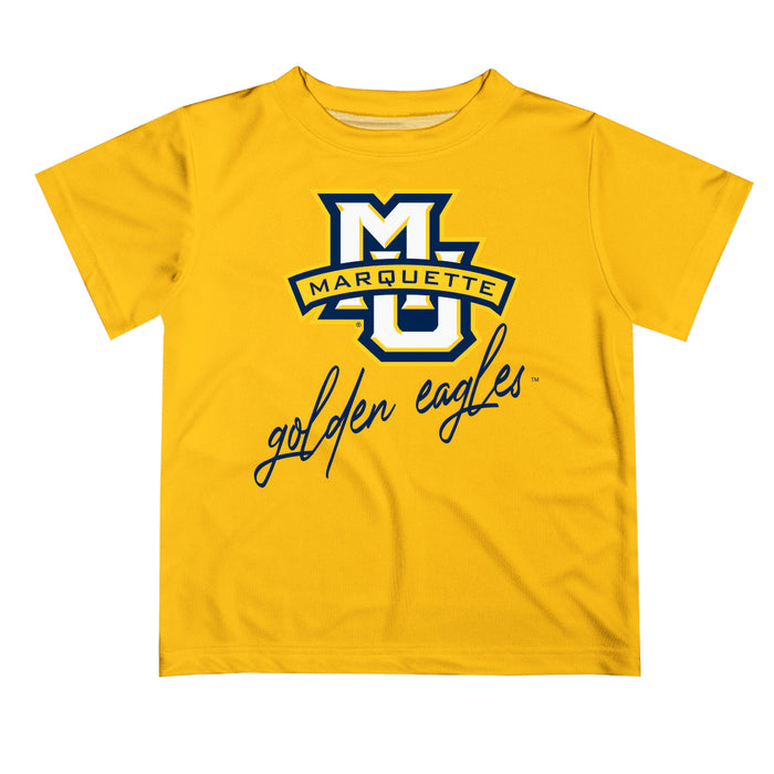 Marquette Golden Eagles Vive La Fete Script V1 Gold Short Sleeve Tee Shirt
