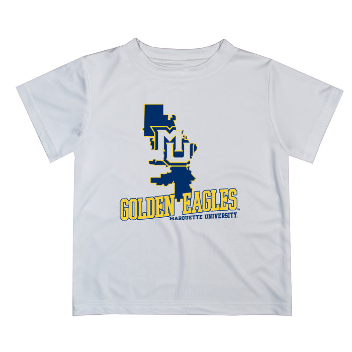 Marquette Golden Eagles Vive La Fete State Map White Short Sleeve Tee Shirt