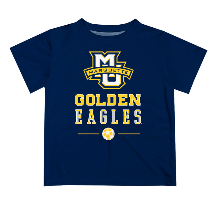 Marquette Golden Eagles Vive La Fete Soccer V1 Navy Short Sleeve Tee Shirt