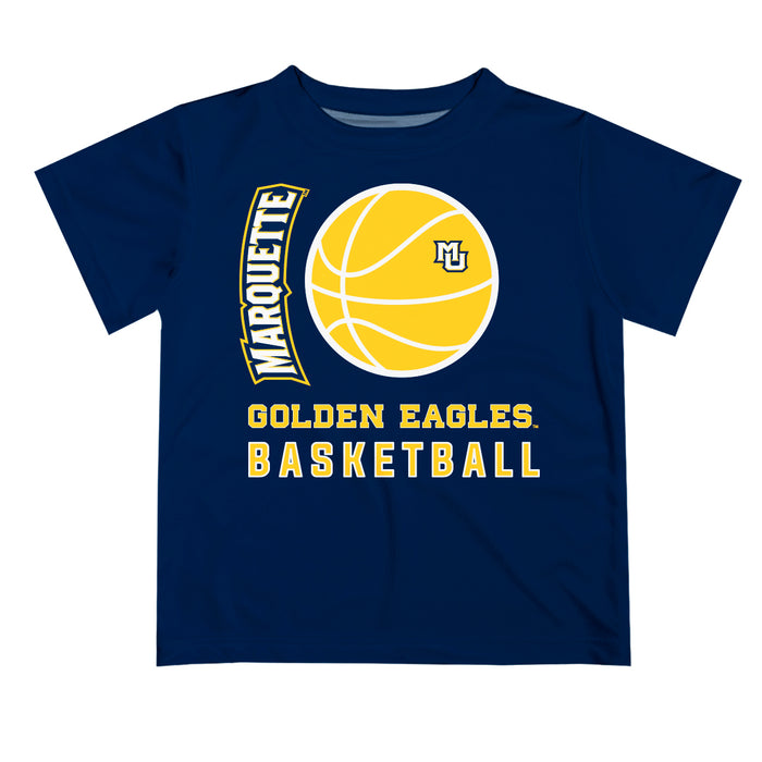 Marquette Golden Eagles Vive La Fete Basketball V1 Navy Short Sleeve Tee Shirt