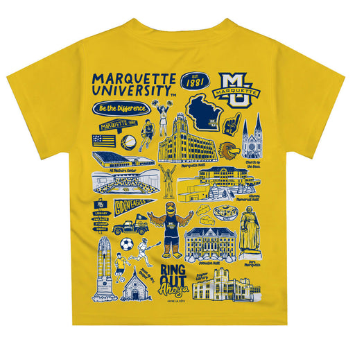 Marquette Golden Eagles Hand Sketched Vive La Fete Impressions Artwork Boys Gold Short Sleeve Tee Shirt - Vive La Fête - Online Apparel Store
