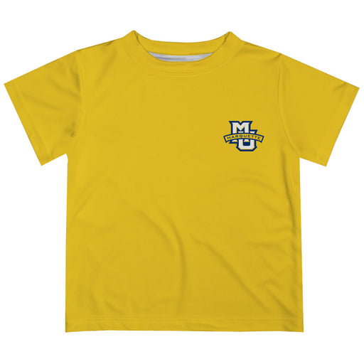 Marquette Golden Eagles Hand Sketched Vive La Fete Impressions Artwork Boys Gold Short Sleeve Tee Shirt