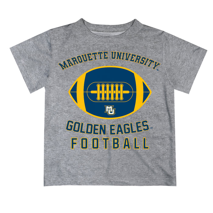 Marquette Golden Eagles Vive La Fete Football V2 Heather Gray Short Sleeve Tee Shirt