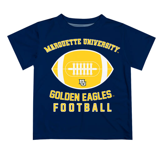 Marquette Golden Eagles Vive La Fete Football V2 Navy Short Sleeve Tee Shirt