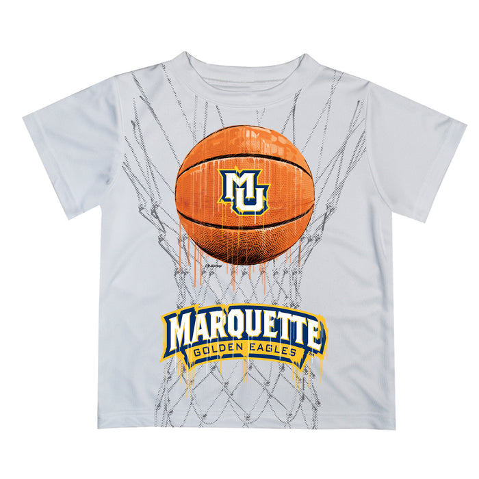 Marquette Golden Eagles Original Dripping Basketball White T-Shirt by Vive La Fete
