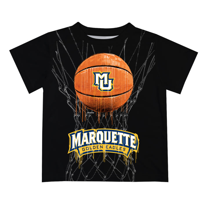Marquette Golden Eagles Original Dripping Basketball Black T-Shirt by Vive La Fete