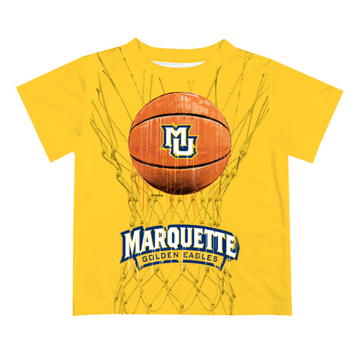 Marquette Golden Eagles Original Dripping Basketball Gold T-Shirt by Vive La Fete