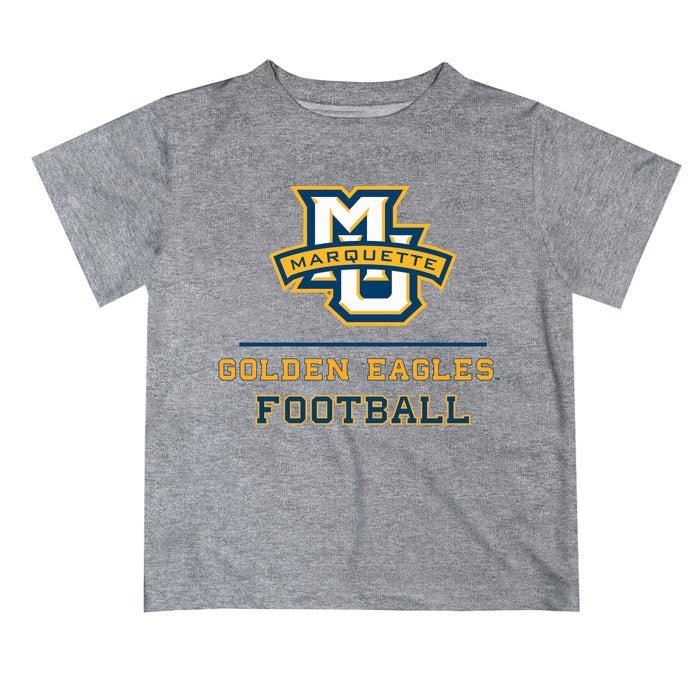 Marquette Golden Eagles Vive La Fete Football V1 Heather Gray Short Sleeve Tee Shirt