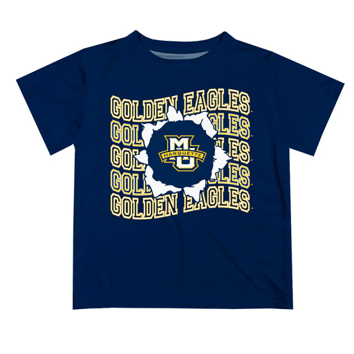 Marquette Golden Eagles Vive La Fete  Navy Art V1 Short Sleeve Tee Shirt