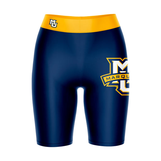 Marquette Golden Eagles Vive La Fete Game Day Logo on Thigh and Waistband Navy and Gold Women Bike Short 9 Inseam