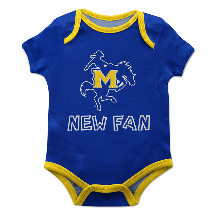 McNeese State Cowboys Vive La Fete Infant Game Day Blue Short Sleeve Onesie New Fan Logo and Mascot Bodysuit