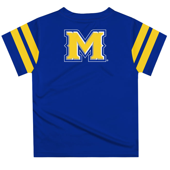 McNeese State Cowboys Vive La Fete Boys Game Day Blue Short Sleeve Tee with Stripes on Sleeves - Vive La Fête - Online Apparel Store