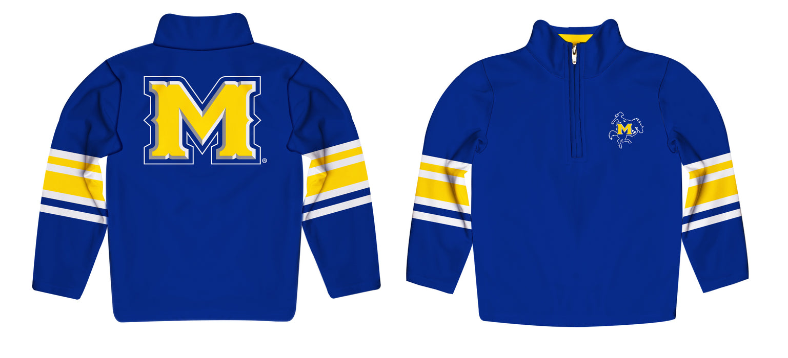 McNeese State University Cowboys Vive La Fete Game Day Blue Quarter Zip Pullover Stripes on Sleeves - Vive La Fête - Online Apparel Store