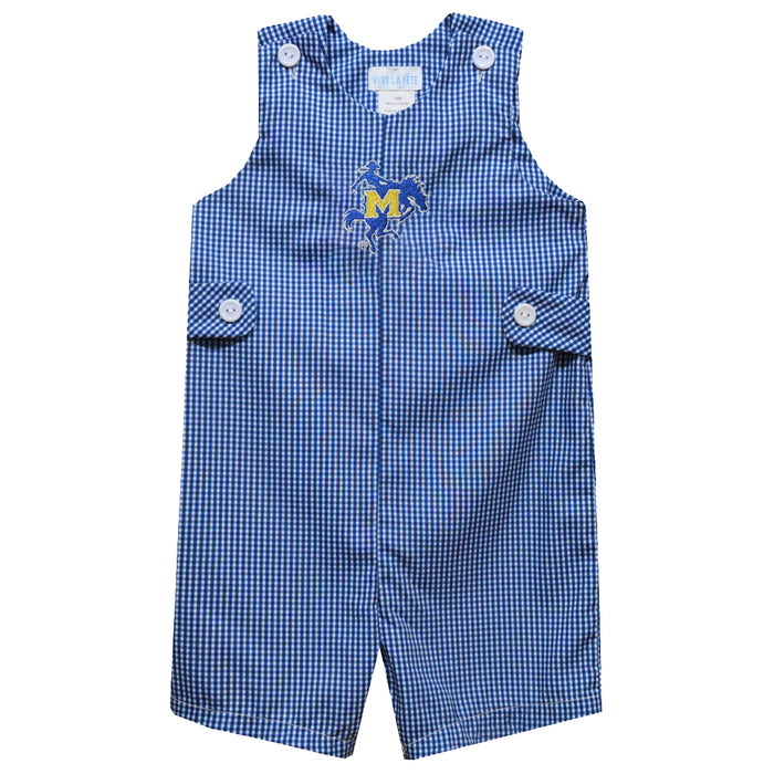 McNeese State University Embroidered Royal Gingham Boys Jon Jon