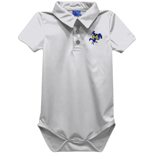 McNeese State University Cowboys Embroidered White Solid Knit Polo Onesie