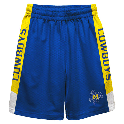 McNeese State Cowboys Vive La Fete Game Day Blue Stripes Boys Solid Gold Athletic Mesh Short