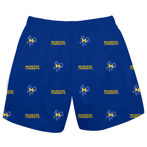 McNeese State Cowboys Vive La Fete Boys Game Day All Over Logo Elastic Waist Classic Play Blue Pull On Short