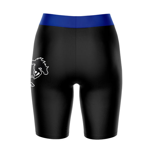 McNeese State Cowboys Vive La Fete Game Day Logo on Thigh and Waistband Black and Blue Women Bike Short 9 Inseam - Vive La Fête - Online Apparel Store