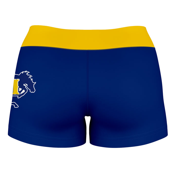 McNeese State Cowboys Vive La Fete Logo on Thigh & Waistband Blue Gold Women Yoga Booty Workout Shorts 3.75 Inseam - Vive La Fête - Online Apparel Store
