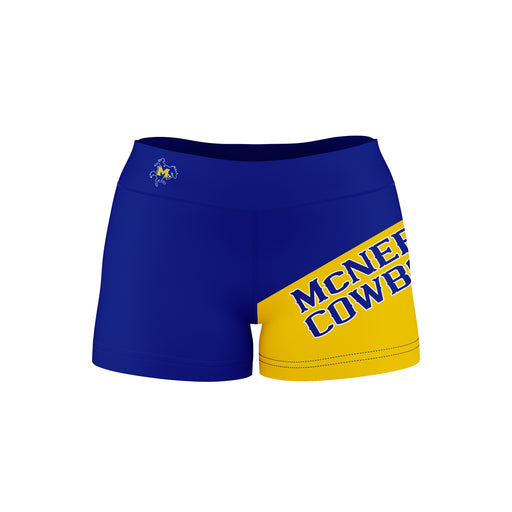 McNeese State Cowboys Vive La Fete Game Day Collegiate Leg Color Block Women Blue Gold Optimum Yoga Short