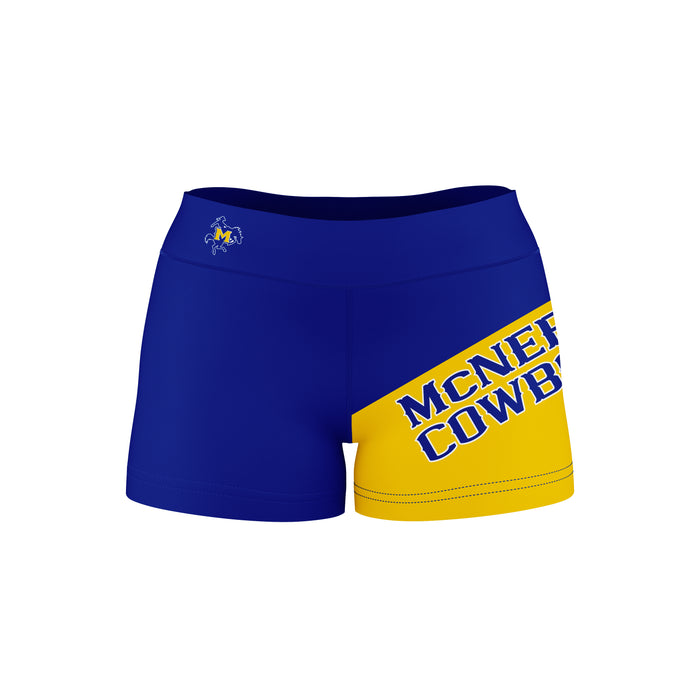 McNeese State Cowboys Vive La Fete Game Day Collegiate Leg Color Block Women Blue Gold Optimum Yoga Short