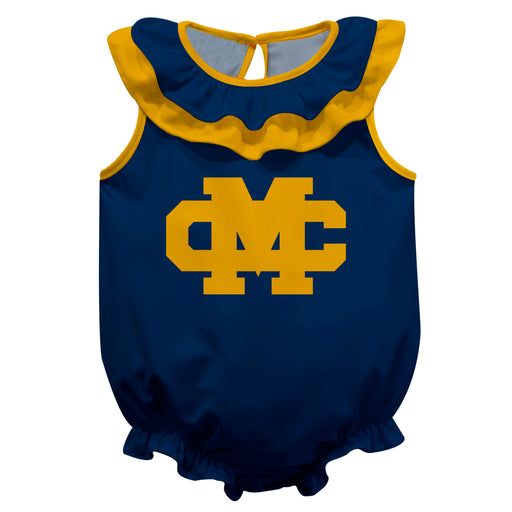 Mississippi College Choctaws Blue Sleeveless Ruffle Onesie Logo Bodysuit by Vive La Fete