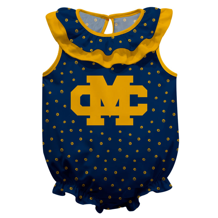 Mississippi College Choctaws Swirls Blue Sleeveless Ruffle Onesie Logo Bodysuit