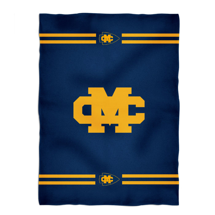 Mississippi College Choctaws Vive La Fete Game Day Soft Premium Fleece Blue Throw Blanket 40" x 58” Logo and Stripes - Vive La Fête - Online Apparel Store