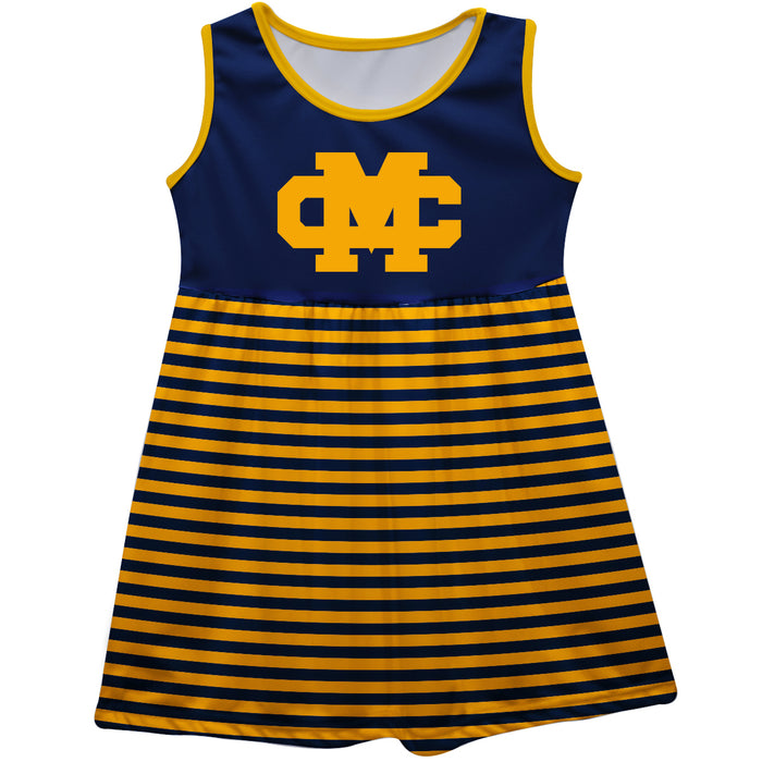Mississippi College Choctaws Vive La Fete Girls Game Day Sleeveless Tank Dress Solid Blue Logo Stripes on Skirt - Vive La Fête - Online Apparel Store