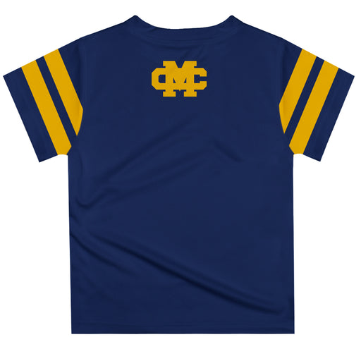 Mississippi College Choctaws Vive La Fete Boys Game Day Blue Short Sleeve Tee with Stripes on Sleeves - Vive La Fête - Online Apparel Store