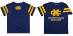 Mississippi College Choctaws Vive La Fete Boys Game Day Blue Short Sleeve Tee with Stripes on Sleeves - Vive La Fête - Online Apparel Store