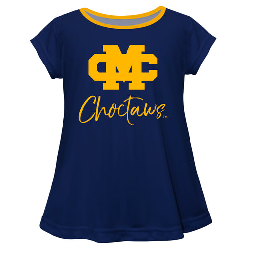 Mississippi College Choctaws Vive La Fete Girls Game Day Short Sleeve Blue Top with School Logo and Name - Vive La Fête - Online Apparel Store