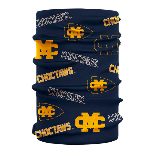 Mississippi College Choctwas Neck Gaiter Blue All Over Logo - Vive La Fête - Online Apparel Store
