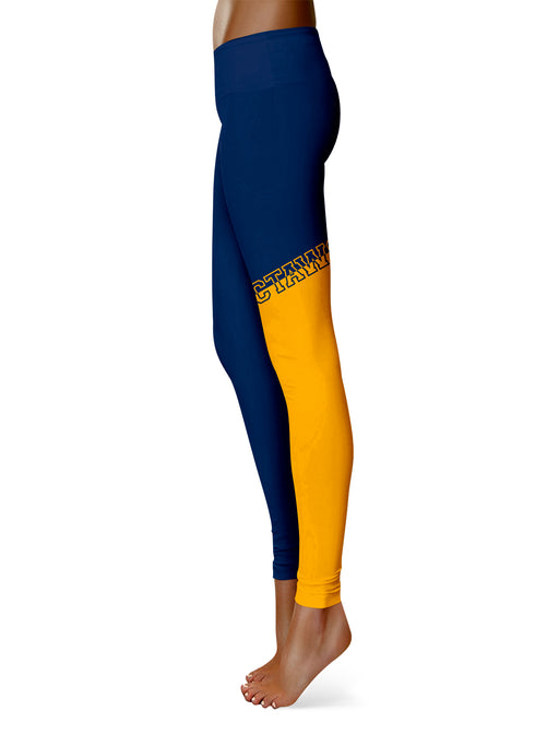 Mississippi College Choctaws Vive la Fete Game Day Collegiate Leg Color Block Women Blue Gold Yoga Leggings - Vive La Fête - Online Apparel Store