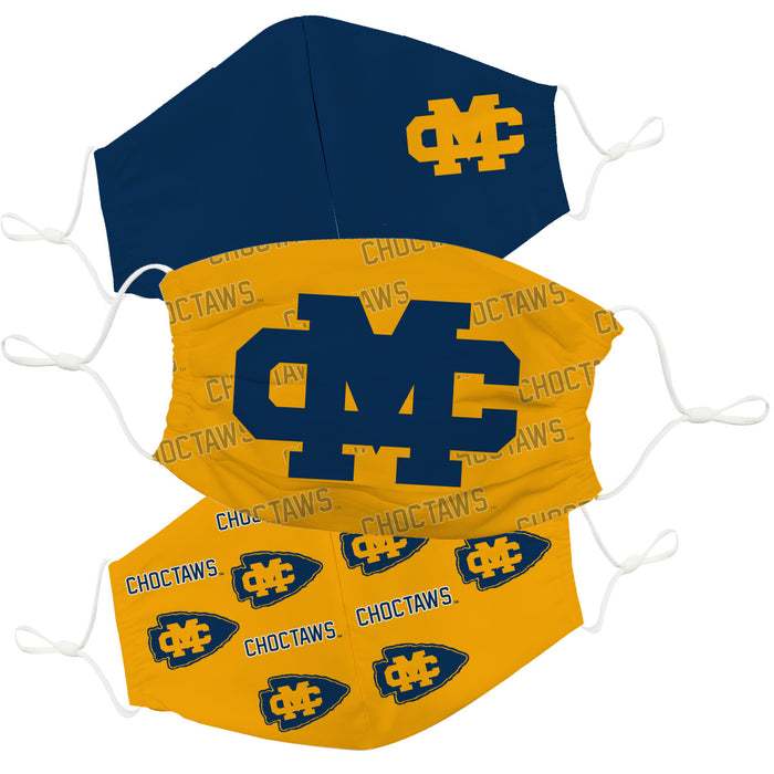 Mississippi College Choctaws Face Mask Gold and Navy Set of Three - Vive La Fête - Online Apparel Store