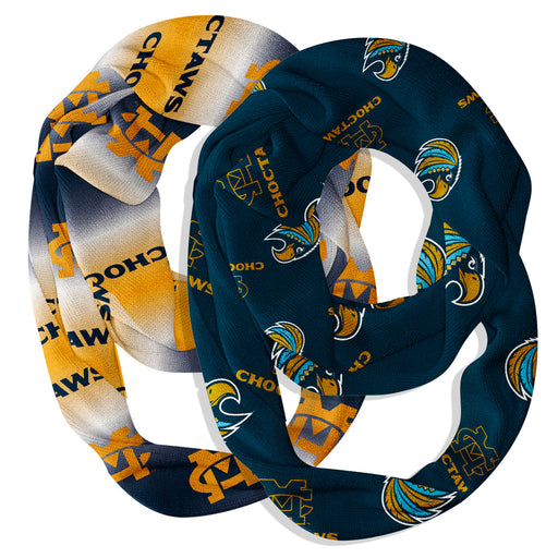 Mississippi College Choctaws Vive La Fete All Over Logo Women Set of 2 Light Weight Ultra Soft Infinity Scarfs