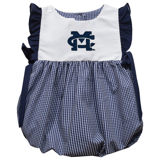 Mississippi College Choctaws Embroidered Navy Gingham Bubble