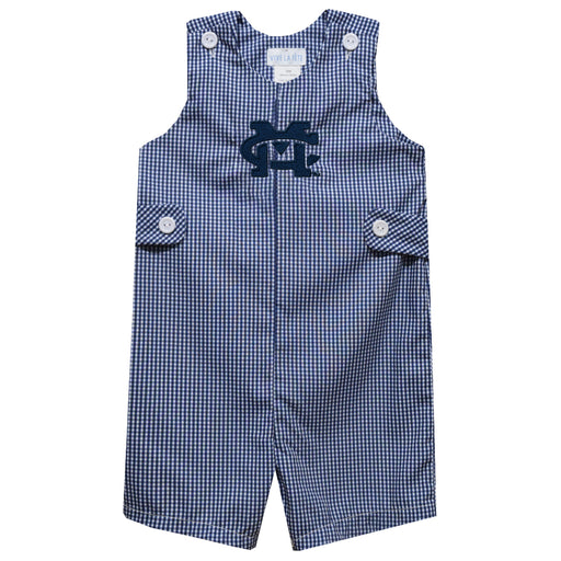 Mississippi College Choctaws Embroidered Navy Gingham Boys Jon Jon