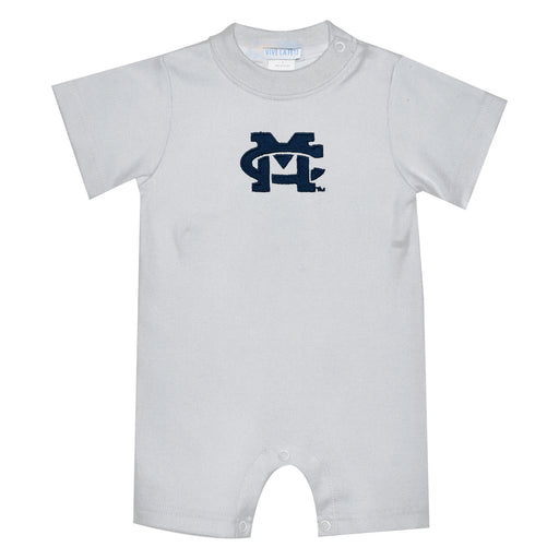 Mississippi College Choctaws Embroidered White Knit Short Sleeve Boys Romper