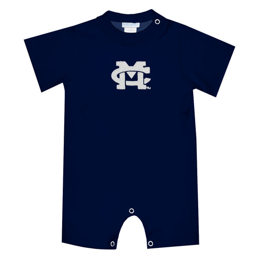 Mississippi College Choctaws Embroidered Navy Knit Short Sleeve Boys Romper