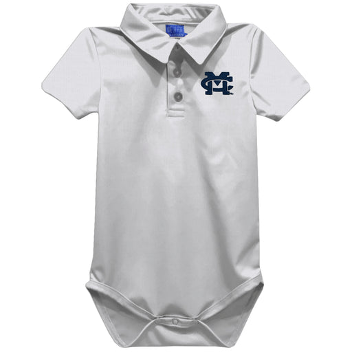 Mississippi College Choctaws Embroidered White Solid Knit Polo Onesie