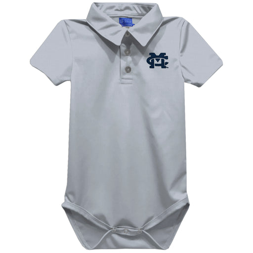 Mississippi College Choctaws Embroidered Gray Solid Knit Polo Onesie