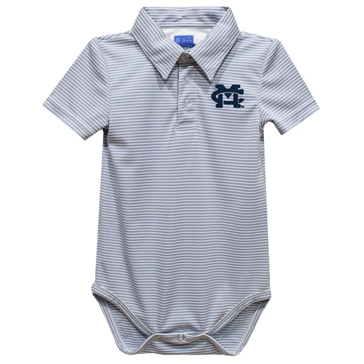 Mississippi College Choctaws Embroidered Gray Stripe Knit Polo Onesie