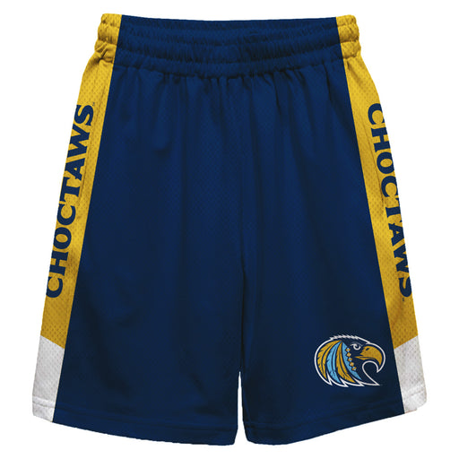 Mississippi College Choctaws Vive La Fete Game Day Blue Stripes Boys Solid Gold Athletic Mesh Short